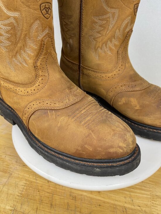 Ariat Workhog Steel Toe Cowboy Work Boots Men’s 8.5 EE Brown Pull On main image 3